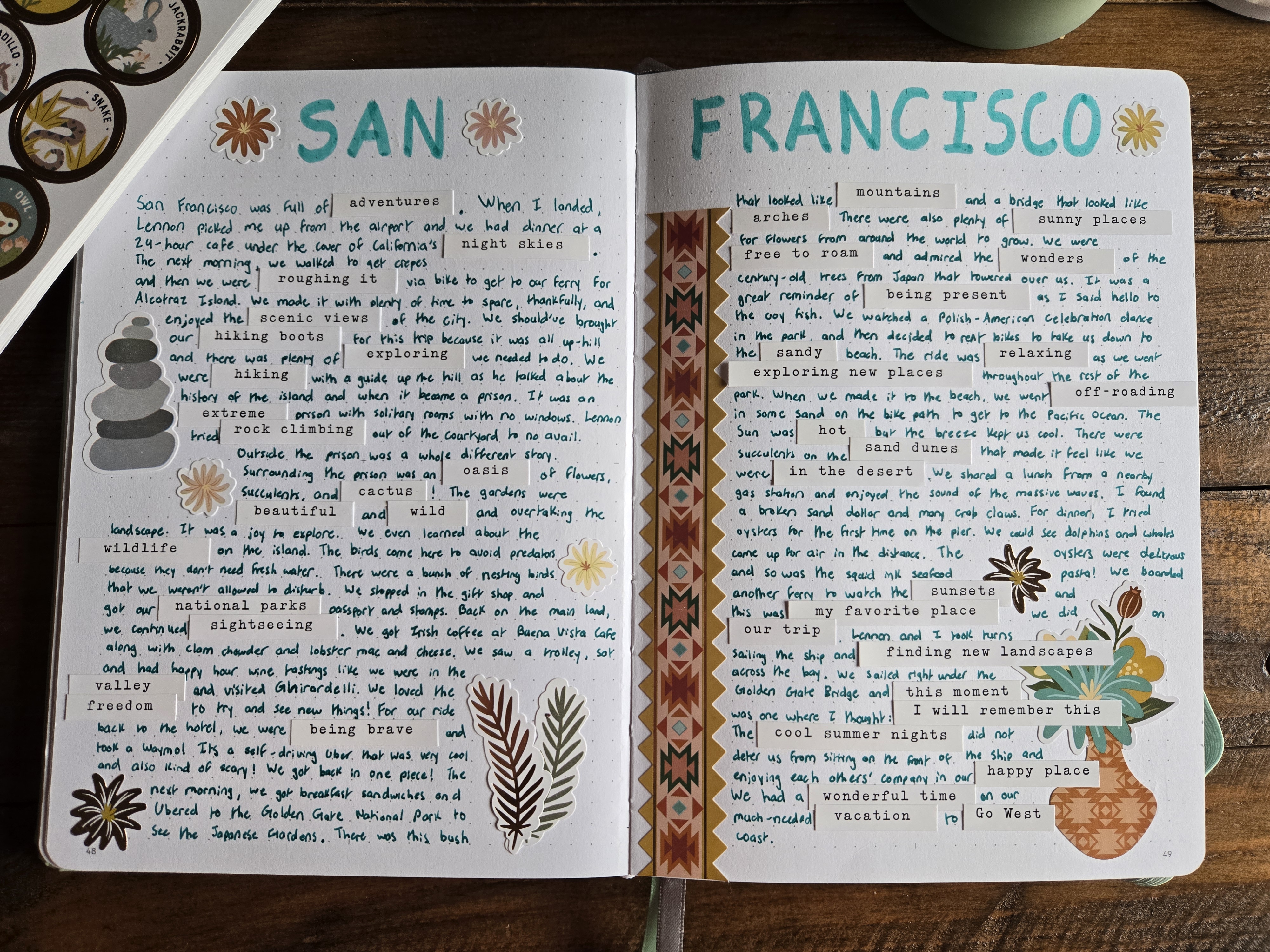 San Francisco Trip, BUJO Page, and Journal Challenge